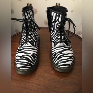 Doc Martin zebra print boots, size 8